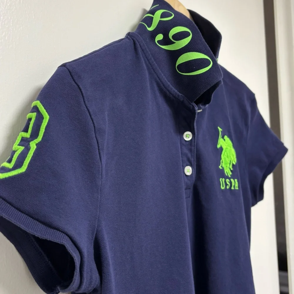 U.S. Polo Assn. women's polo with neon green details, large - Picture 4 of 10